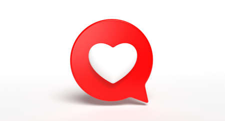 Like bubble social media 3d icon on background. Network love sign concept. 3D illustration.の写真素材