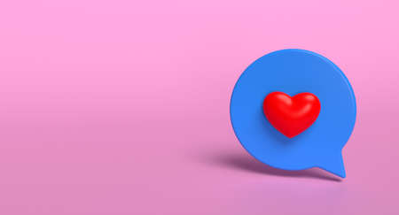 Like bubble social media 3d icon on background. Network love sign concept. 3D illustration.の写真素材