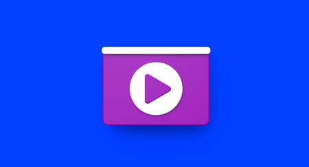Web page social media concept. Video play icon illustration on background. 3D renderの写真素材
