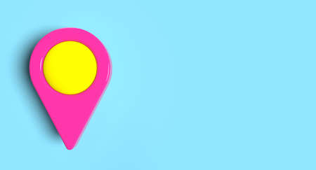 Map location pin sign icon on background. Travel and navigation concept. 3D illustration.の写真素材