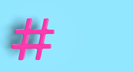 Hashtag symbol on background. Social media network concept illustration. 3D rendering.の写真素材