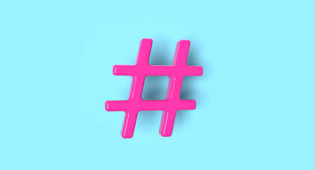 Hashtag symbol on background. Social media network concept illustration. 3D rendering.の写真素材