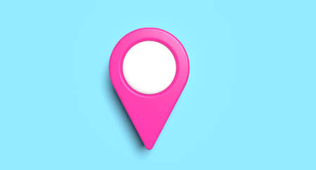 Map location pin sign icon on background. Travel and navigation concept. 3D illustration.の写真素材