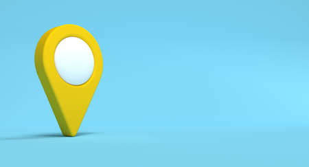 Map location pin sign icon on background. Travel and navigation concept. 3D illustration.の写真素材