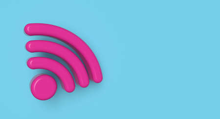 Wifi symbol on background. Wireless network sign. Communication technology concept illustration. 3D rendering.の写真素材