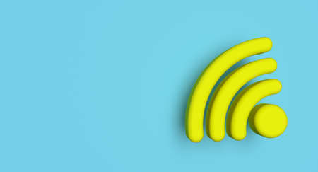 Wifi symbol on background. Wireless network sign. Communication technology concept illustration. 3D rendering.の写真素材