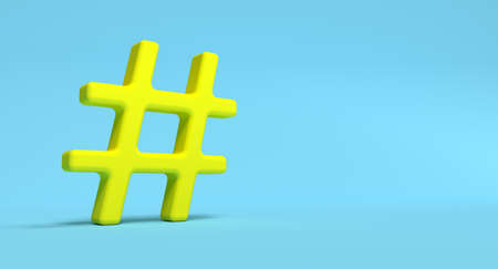 Hashtag symbol on background. Social media network concept illustration. 3D rendering.の写真素材