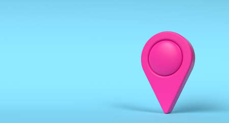 Map location pin sign icon on background. Travel and navigation concept. 3D illustration.の写真素材