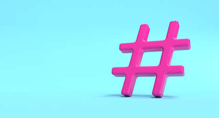 Hashtag symbol on background. Social media network concept illustration. 3D rendering.の写真素材