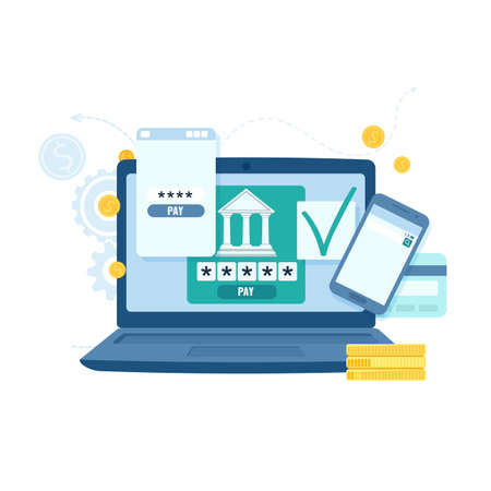 Online banking and transaction for business concept. Payment technology. Vectorのイラスト素材