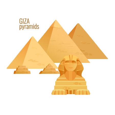 Giza pyramids.Egypt ancient travel architecture sight. Vectorのイラスト素材