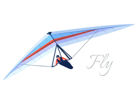 Glider extreme sport. Human pilot fly on hang wing. Vectorのイラスト素材