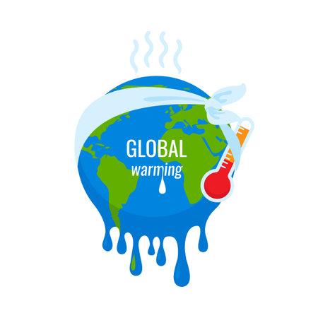 Global warming concept. Earth planet environment and nature heat idea. Vectorのイラスト素材