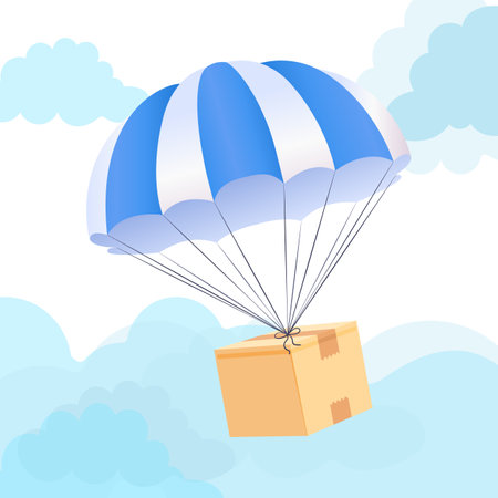 Parachute box delivery concept. Send package shipping service. Vectorのイラスト素材