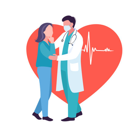 Doctor and patient or medial and health concept. Man and woman talk about healthcare. Vectorのイラスト素材