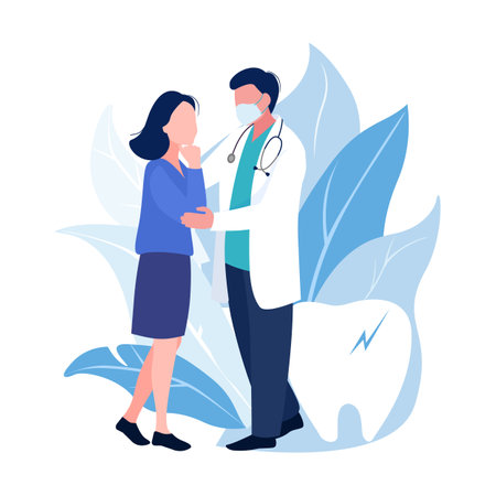 Doctor and patient or medial and health concept. Man and woman talk about healthcare. Vectorのイラスト素材