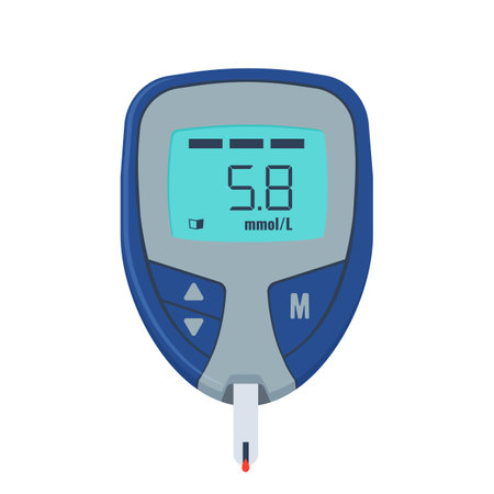 Glucose test. Medical device for measure sugar in blood. Vectorのイラスト素材