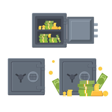 Safe box for money. Business and finance safety and protection. Vectorのイラスト素材