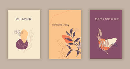 Set of abstract shape backgrounds or patterns. Creative modern graphic design for social media post template. Vectorのイラスト素材