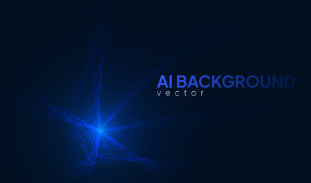 Abstract ai blue tech background with flowing lines, digital particles and cyber tech vibes, ideal for web banners and hi-tech concepts.のイラスト素材