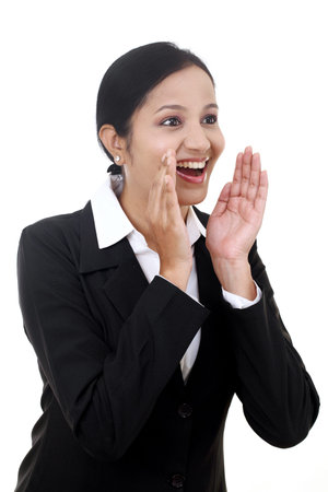 Young business woman encouraging
