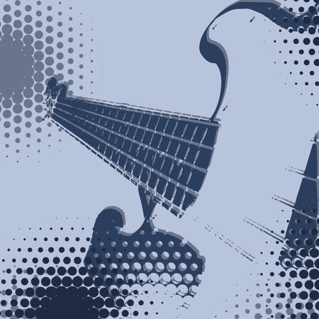 Blue Halftone Guitar Pop art backgroudのイラスト素材