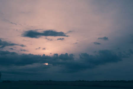 Early Morning Sunrise over Farm fieldの写真素材