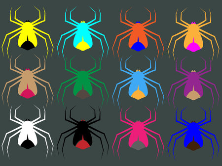 Cartoon image of a large black-red spider white backgroundのイラスト素材