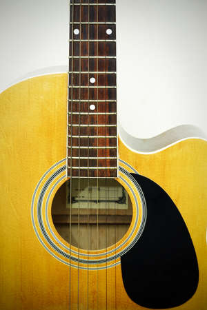 Acoustic guitar isolated on white backgroundの写真素材