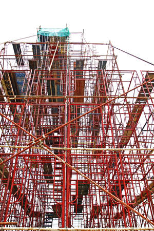 Temporary scaffold for construction works at building site.の写真素材