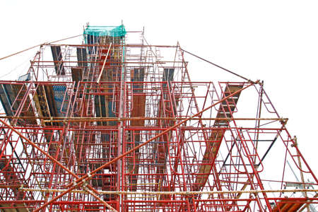 Temporary scaffold for construction works at building site.の写真素材