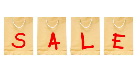 text SALE on shopping paper brown bag