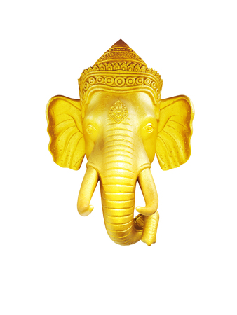 The Thai golden elephant head  on white backgroundの写真素材