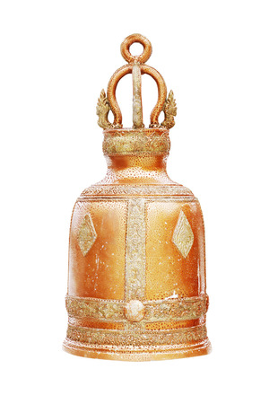 Big steel bell in Thailand temple on white backgroundの写真素材