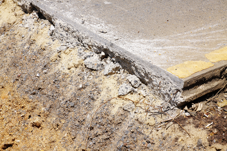 Cutting surface of concrete road under constructionの写真素材