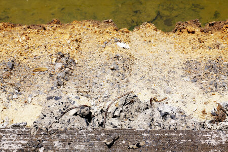 Cutting surface of concrete road under constructionの写真素材