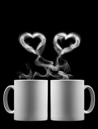 Two cups of tea with loveの写真素材