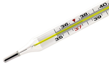 Medical thermometer on the white background