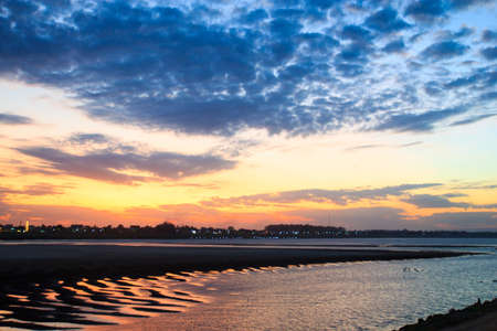 Mekong riverside at twilightの写真素材