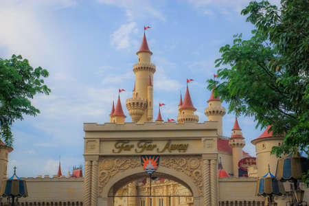 A fantasy castle of Singapore s universal in landscape styleのeditorial素材