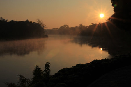 Sunrise at Dusit Island,Chiang Raiの写真素材