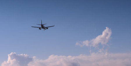 Close view to landing passenger jet