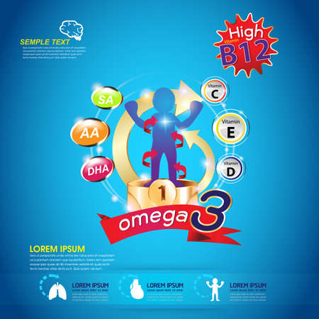 Kids Omega 3 Vitamin のイラスト素材