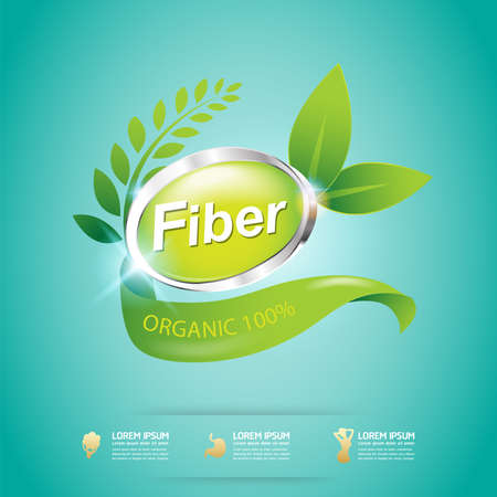 Fiber in Foods Slim Shape and Vitamin Concept Label Vectorのイラスト素材