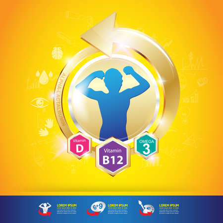 Kids Omega Calcium and Vitamin のイラスト素材