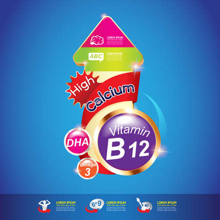 Kids Omega Calcium and Vitamin のイラスト素材