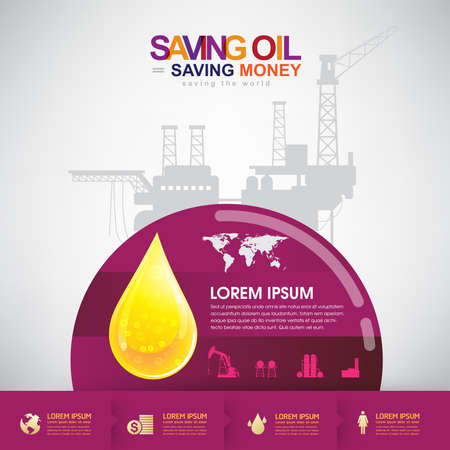 Oil Vector Concept Saving Oil Saving Moneyのイラスト素材
