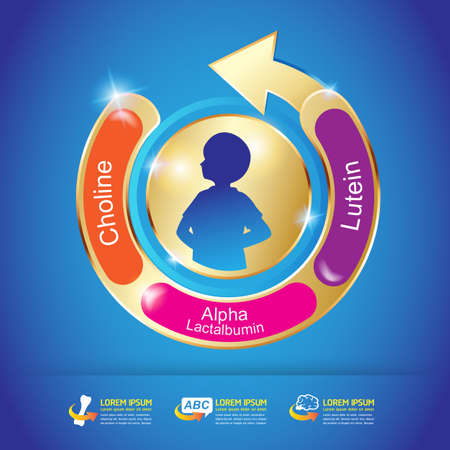 Kids Omega and Vitamin Vector conceptのイラスト素材