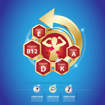 Kids Omega and Vitamin Vector conceptのイラスト素材