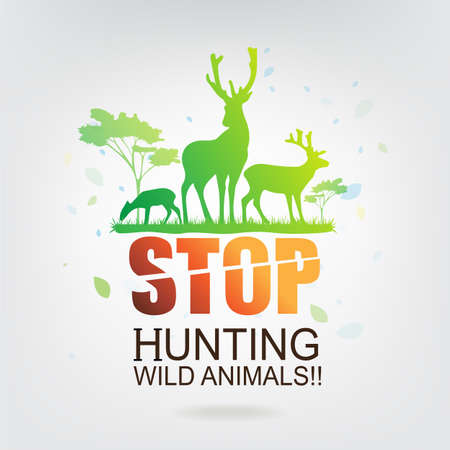 Save The World Concept Stop Hunting Animalsのイラスト素材